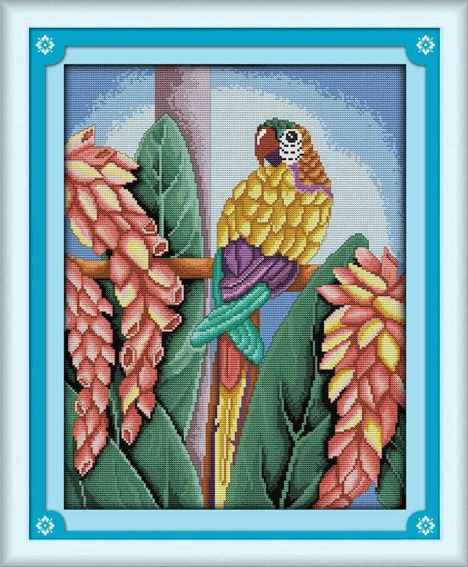 Parrot(2) cross stitch kit 14ct 11ct pre stamped canvas cross stitching animal lover embroidery DIY handmade needlework