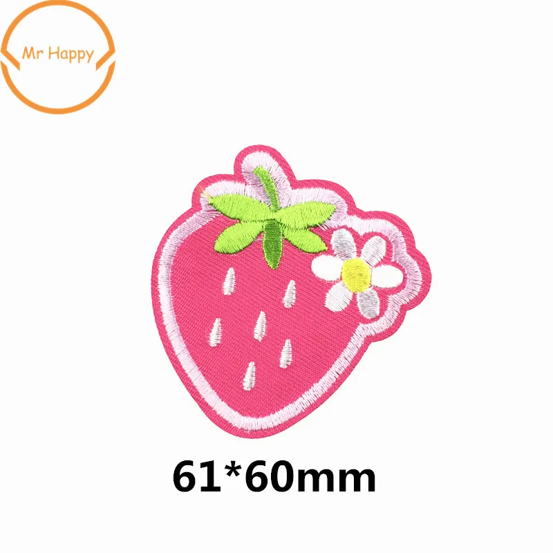 1pcs Iron On fruit strawberry cherry apple Patches Embroidery Stickers for Bags Clothes Decoration Appliques