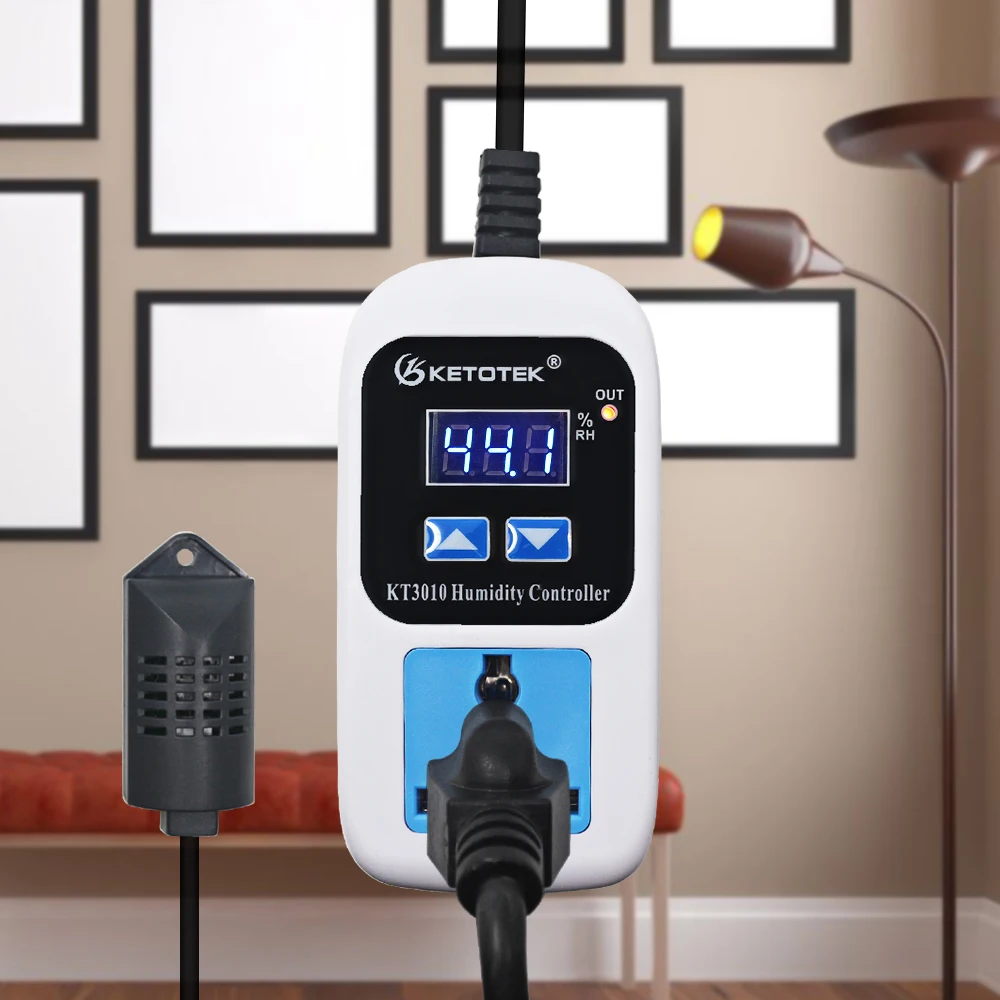 0 ~ 99% RH presa regolatore di umidità digitale per igrostato igrometro uscita controllo umidità 110V 220V 10a con sensore di umidità