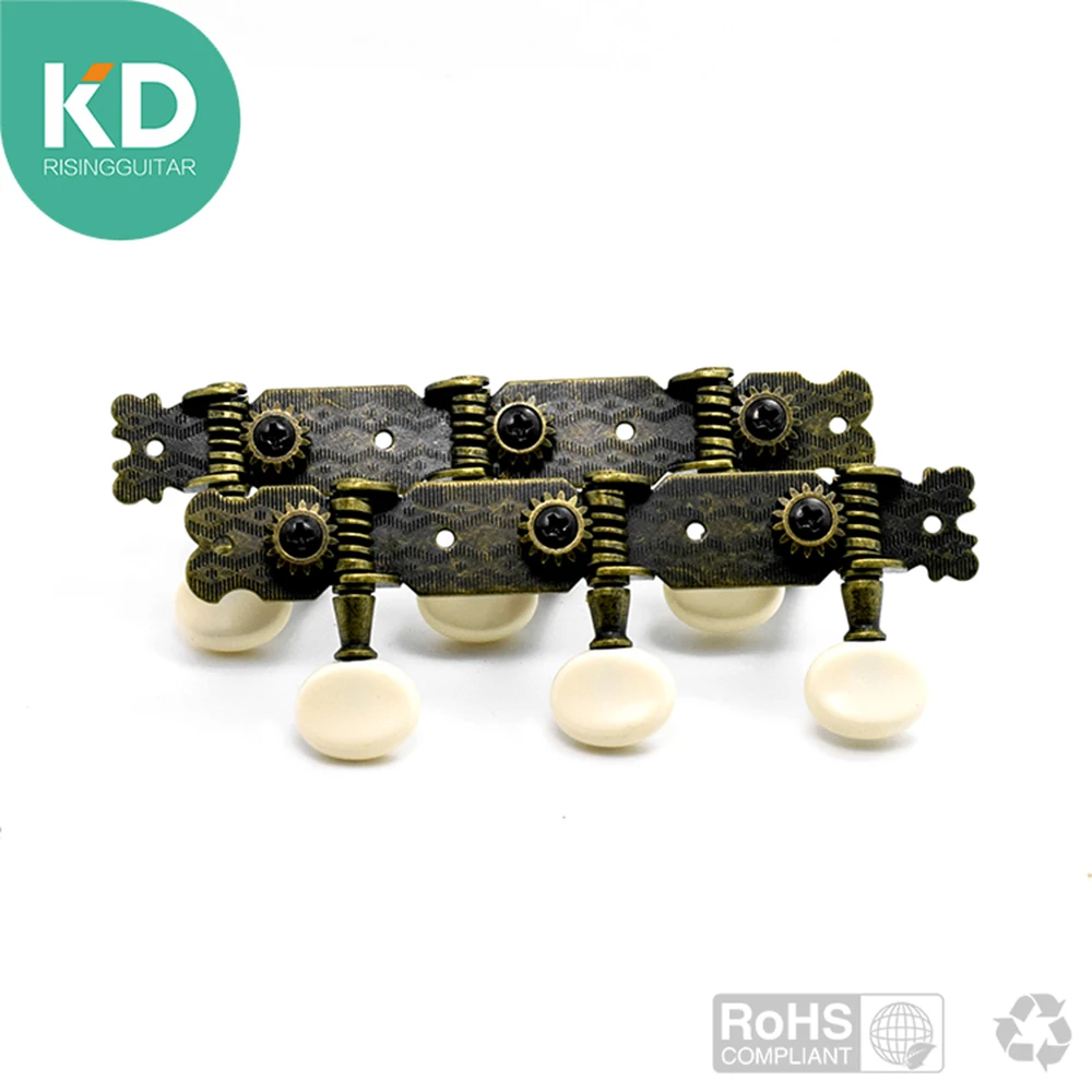 KD Classical Guitar Tuning Peg Antique Bronze Guitar Pegs Oval Button Machine Head Guitar Repair Parts Accessories