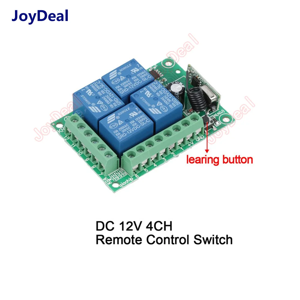 433Mhz Universal Wireless Remote Control Switch DC 12V 4CH Relay Receiver With 4 Channel Transmitter RF Remote Controller Switch