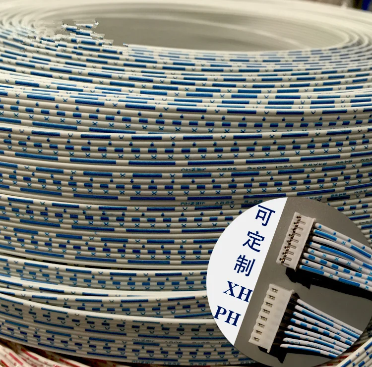 

10m 2468#24AWG blue and white ribbon cable 12p flat wire 12 core connecting line dia 1.4mm/ plated copper wire PVC Flat cable