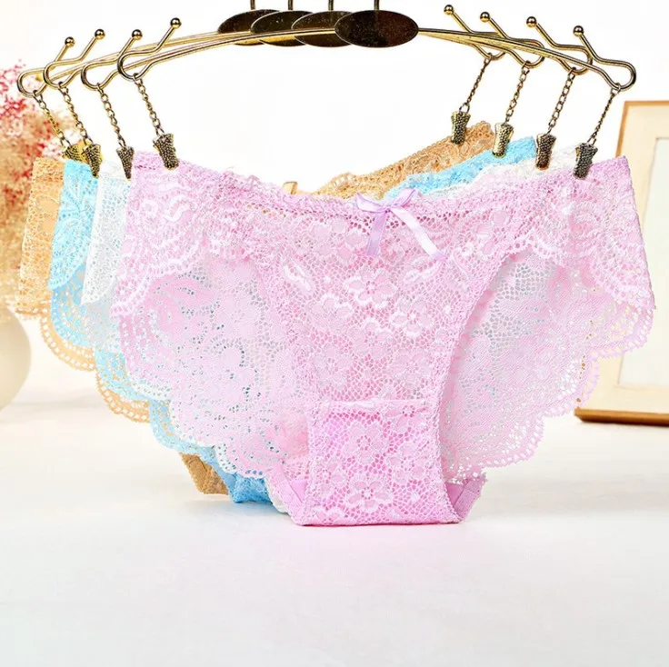 hot sale women sexy transparent panties cotton lace panties seamless underwear Ladies Low Waist crotch of cotton briefs  114
