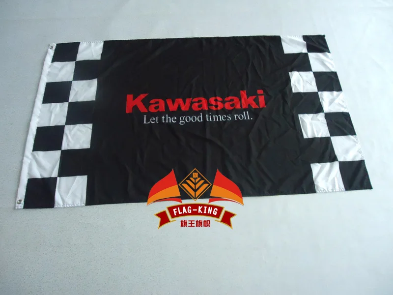 kawasaki racing Flag 3ft x 5ft Polyester  Size 90*150CM