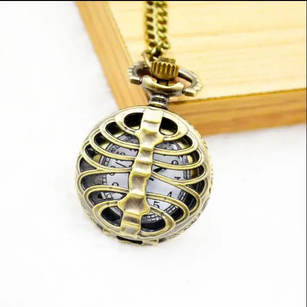 Wholesale 10 PCS/lot Fashion quartz Bronze antiques Hollow hours pendant Necklace pocket watches gift