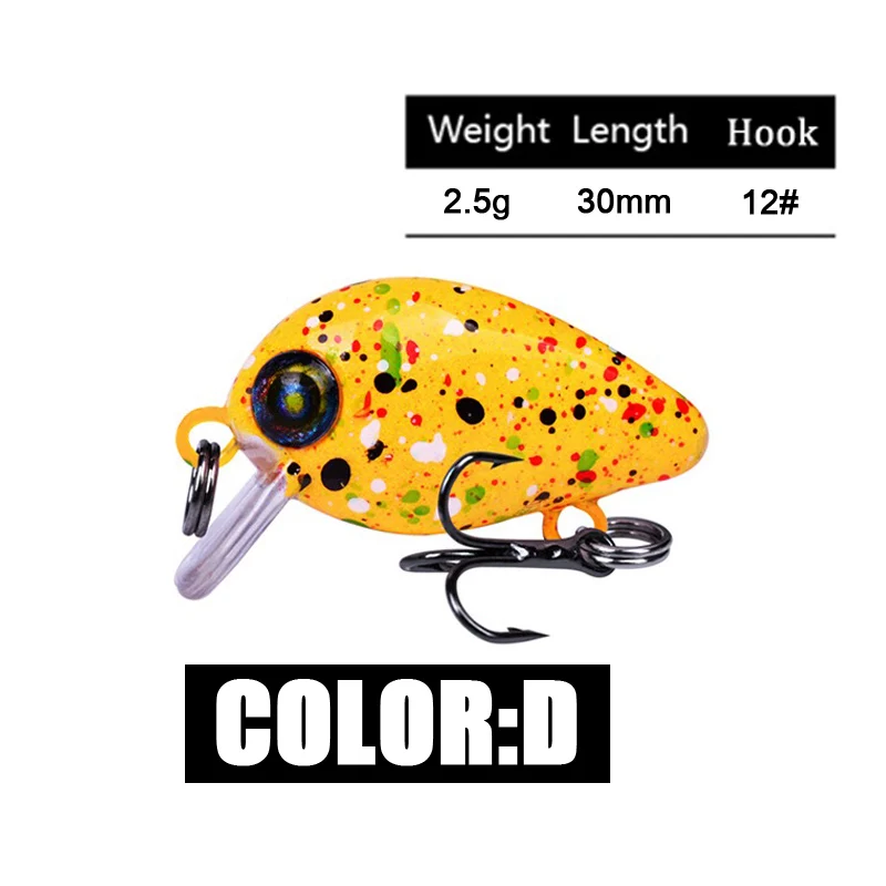1pcs Minnow Mini Crank Baits 2.5g/3cm Fishing Lures Crankbait Artificial Lure Bait With 12# Hooks Wobblers Bass pike