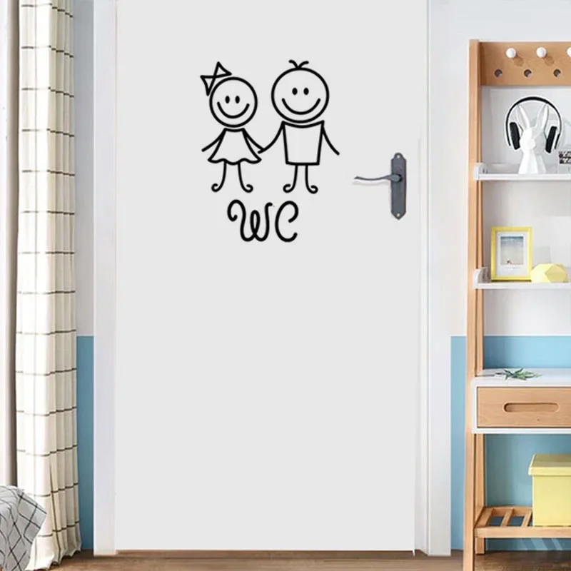 Cartoon Men And Women WC Wall Sticker For Bathroom Decoration Vinyl Home Decals Waterproof Poster Door Stickers Toilet Sign