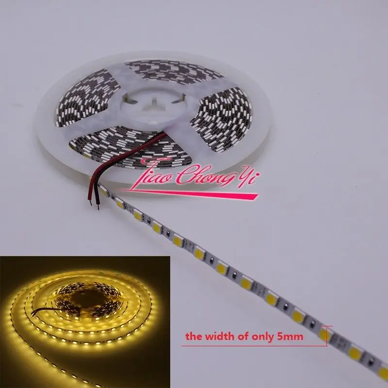 12V 5M 5050 600led Warm white light flexible light led tape 5mm ultra-narrow PCB