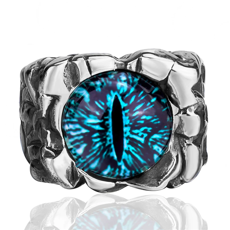 Men\'s Women\'s The devil\'s eye Retro Stainless Steel Biker Ring Jewelry Gift Halloween Party Props Size 8-13