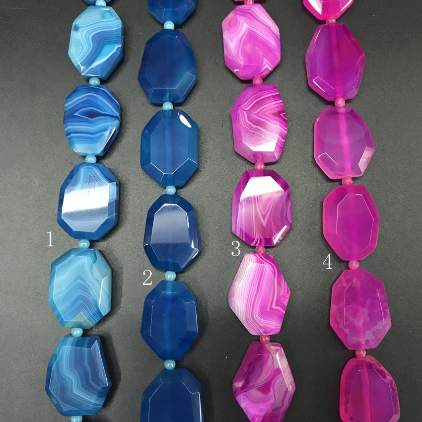 4 Color Choice,11pcs/strand Faceted Agates Slice Slab Loose Beads,Natural Onxy Stone Gems Cut Nugget Pendants Jewelry Making