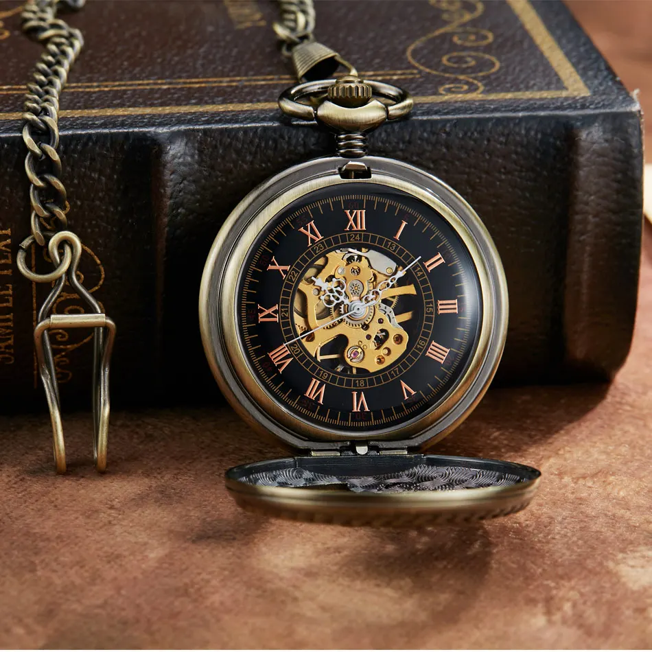 2020 Vintage Antique Lucky Birds Hollow Design Pocket Watch Pendant Necklace Chain Unique Gifts Unisex Fob Clock for Men Women