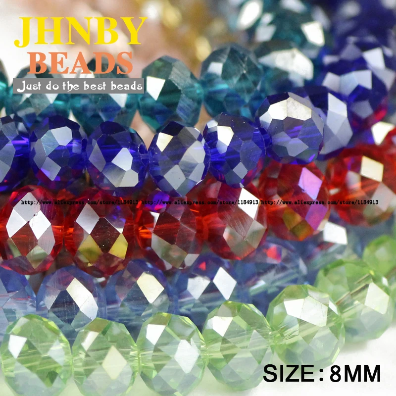 JHNBY Flat Round Shape Upscale Austrian crystal beads High quality 8mm 50pcs ball loose beads for jewelry making Accessories DIY