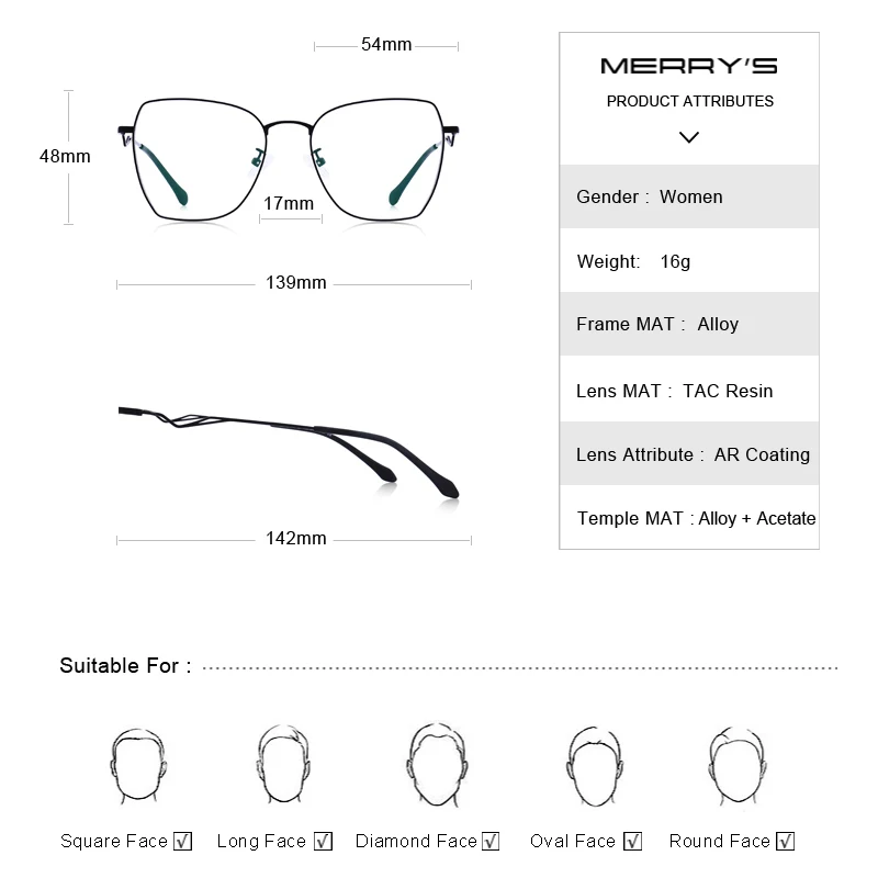 MERRYS DESIGN Women Fashion Trending Glasses Frame Ladies Myopia Prescription Optical Eyeglasses S2021