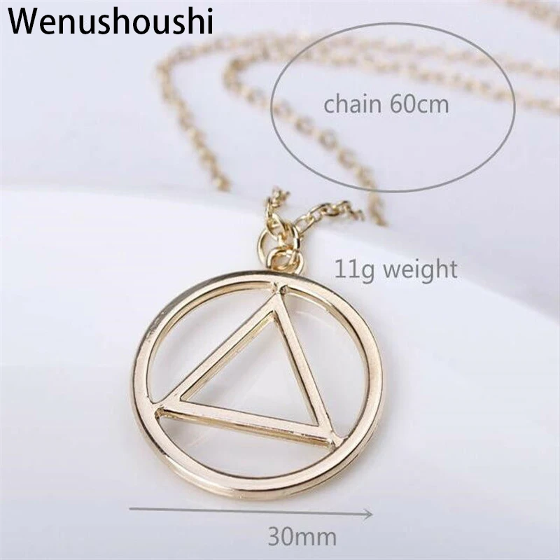 Hiphop Rock Triangle Circle Pendant Necklaces For Men Women Alloy Super Star Singer Necklace Jewelry Accessories Gifts wufj030