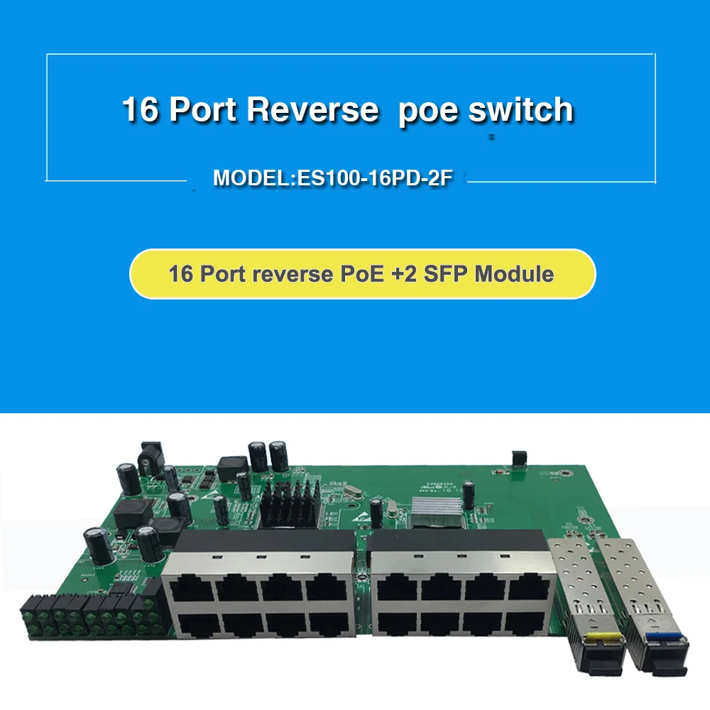 

С VLAN GPON/EPON раствором, поставщик 16 портов 10/100 м, обратное питание POE, коммутатор с 2 гигабитными оптоволоконными портами sfp, PCB