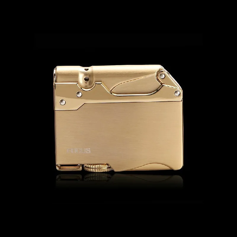 New Machinery Design Metal Torch Mirror Lighters Flameless Straight windproof Cigarette Lighter Inflatable Gas Butane Fire Gift