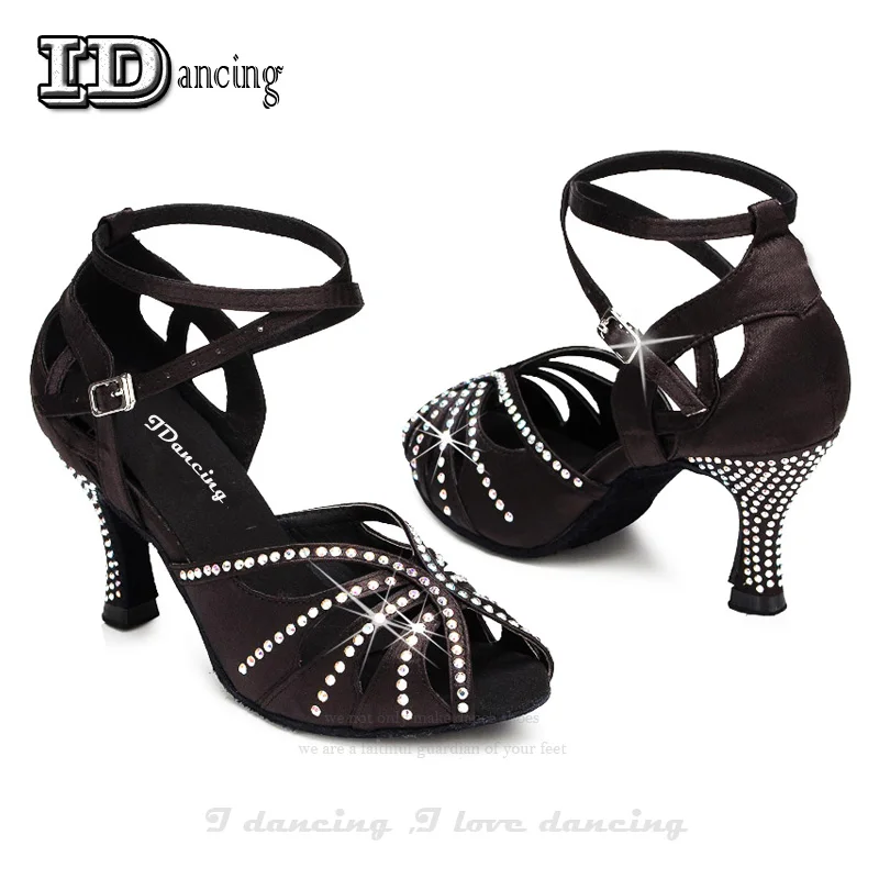 JuseDanc-zapatos de baile latino para mujer, calzado de salón, Salsa latina, Tango, tacón alto Sexy, diamantes de imitación, 8,5 cm