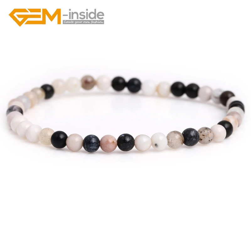 GEM-inside Natural 4mm-10mm Parral Dendritic Agates Round Beaded Stretch Fashion Women Bracelet 7