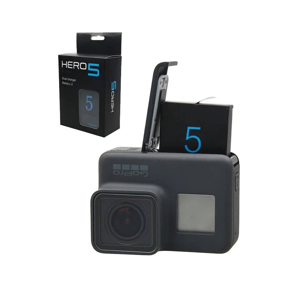 For Hero 5 Hero 6 7 8 Battery+Type-C Dual Batteries Charger Seat double Charge for 2018 Gopro hero 6 5 7 8  Black Accessories