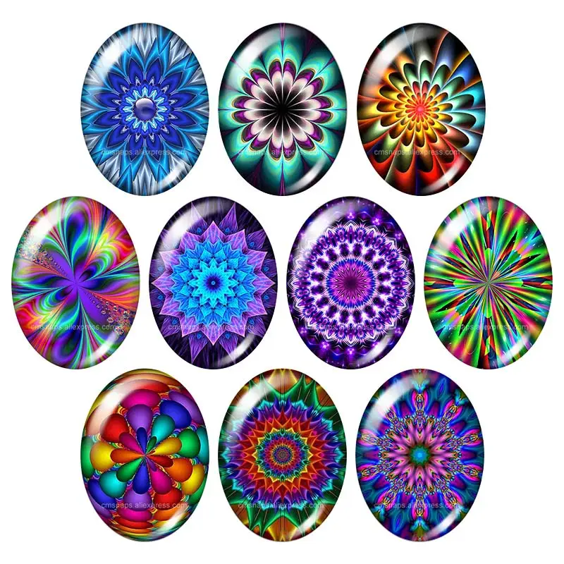 Reflected light flowers patterns 13x18mm/18x25mm/30x40mm mixed Oval photo glass cabochon demo flat back Jewelry findings TB0022