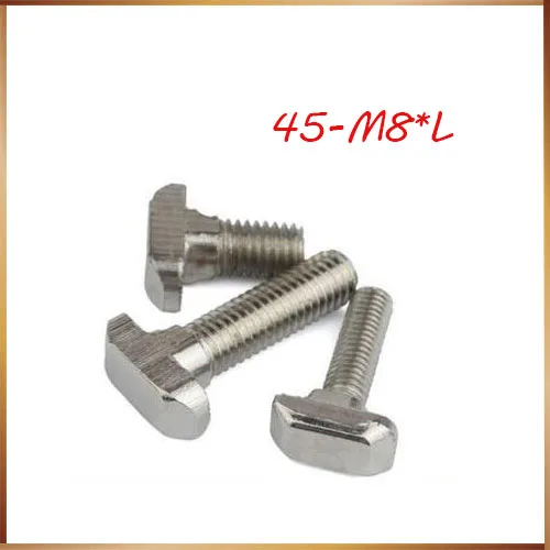 

50pcs/lot M8*L Hammer Head T Bolt Aluminum Connectors T Screw 4545 Aluminum Profile CNC Nuts DIY Parts