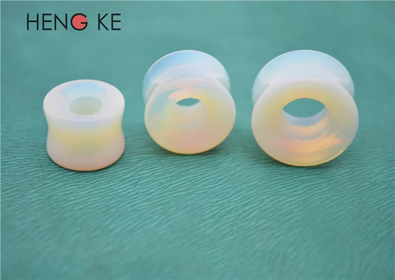 Opal Stein Flesh Tunnel Ohr-stecker-set Stetcher Doppel Flare Opalite Semi Kostbare Piercing Schmuck hip hop – Detail 1