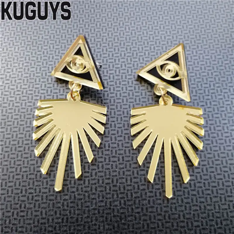 KUGUYS Gold Color Eye Big Stud Earring for Women Hyperbole Geometric Fashion Boho DJ DS Punk Jewelry