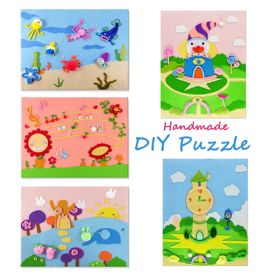 

Cute DIY Felt Fabric 45x36CM Handmade 3D Sticker Puzzle Art Crafts Kit Kindergarten Preshool Baby Art & Crafts Educational Toys