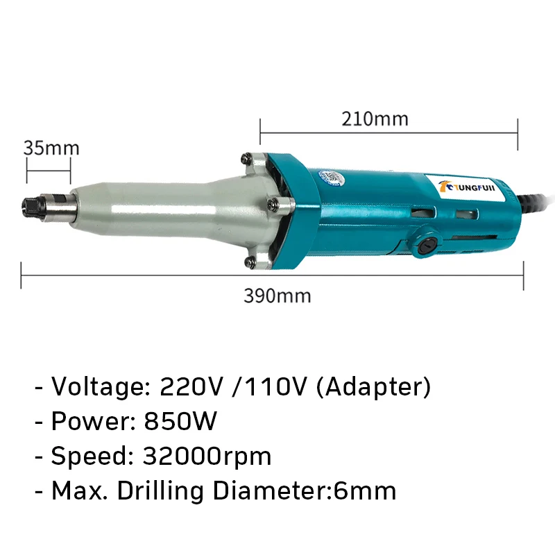 850W High Power Double Bearings Tree-root Carving Straight Drill Grinding Mill Engraving Polishing Machine Root Table Rotary