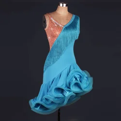 2021 New style adult/girl Latin dance costume spandex tassel stones latin dance dress for women latin dance competition dresses