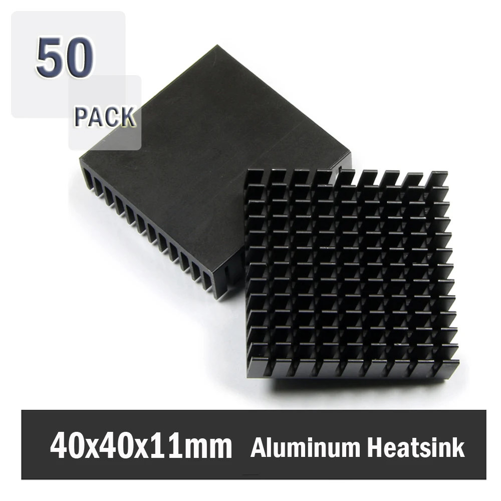 

50Pcs Gdstime 40x40x11mm Black Aluminum Heat Sink Radiator With Thermal Pad Electronic Chip IC LED Heatsinks