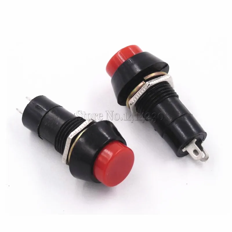 100PCS Reset Switch PBS-11B OFF-(ON) Normally open no locked 250VAC 1A Round Push Button Red