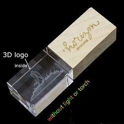 Nuovo LOGO personalizzato Crystal Wooden USB2.0 Flash Drive 2GB 4GB 8GB 16GB 32GB 64GB 128GB Memory Flash Stick Pen Drive