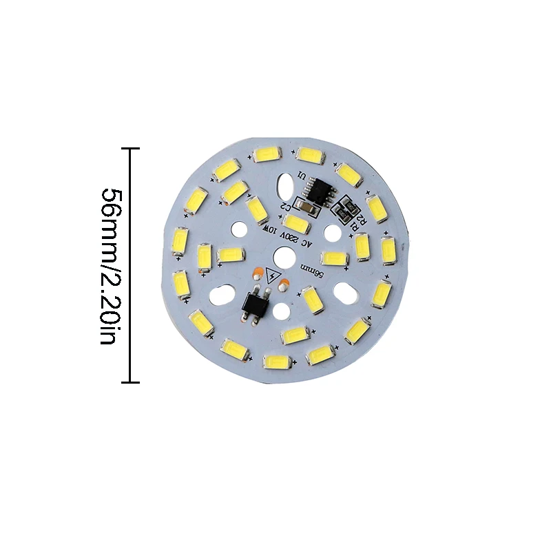 5PCS AC 220V LED PCB SMD 5730 10W 56MM High Brightness Light Source Round Panel Smart IC Driver White / Warm White For LED Bulb