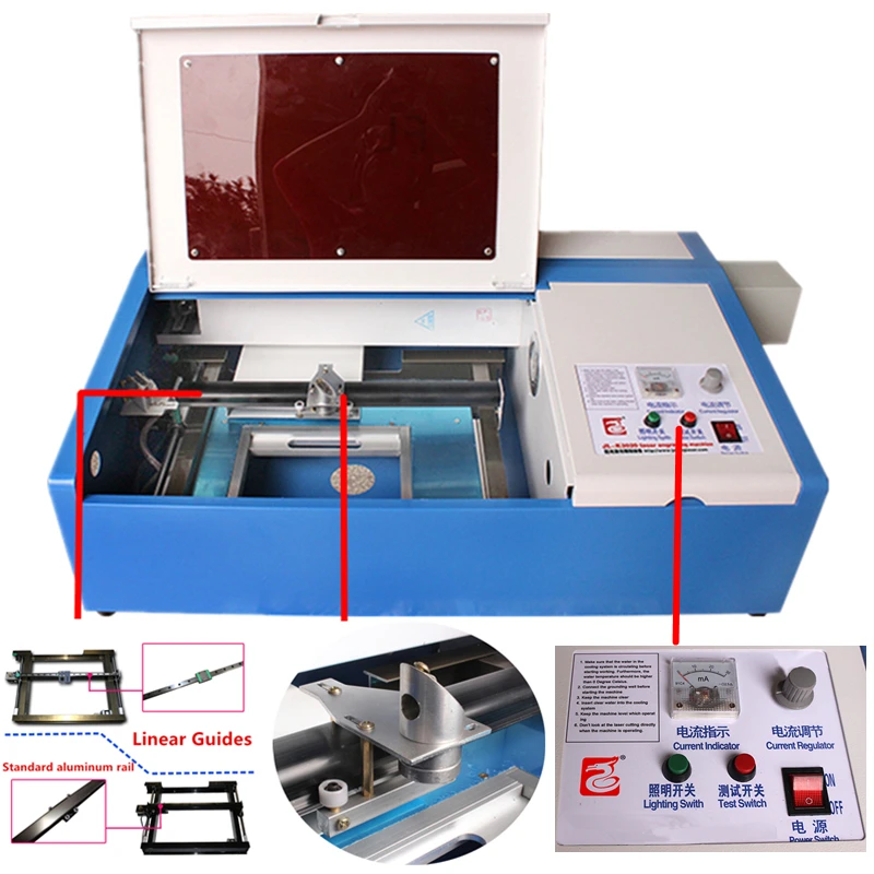 Free delivery 110/220V 40W 200*300mm Portable CO2 Laser Engraver Cutter Engraving Machine 3020 Laser Cutting Machine with USB