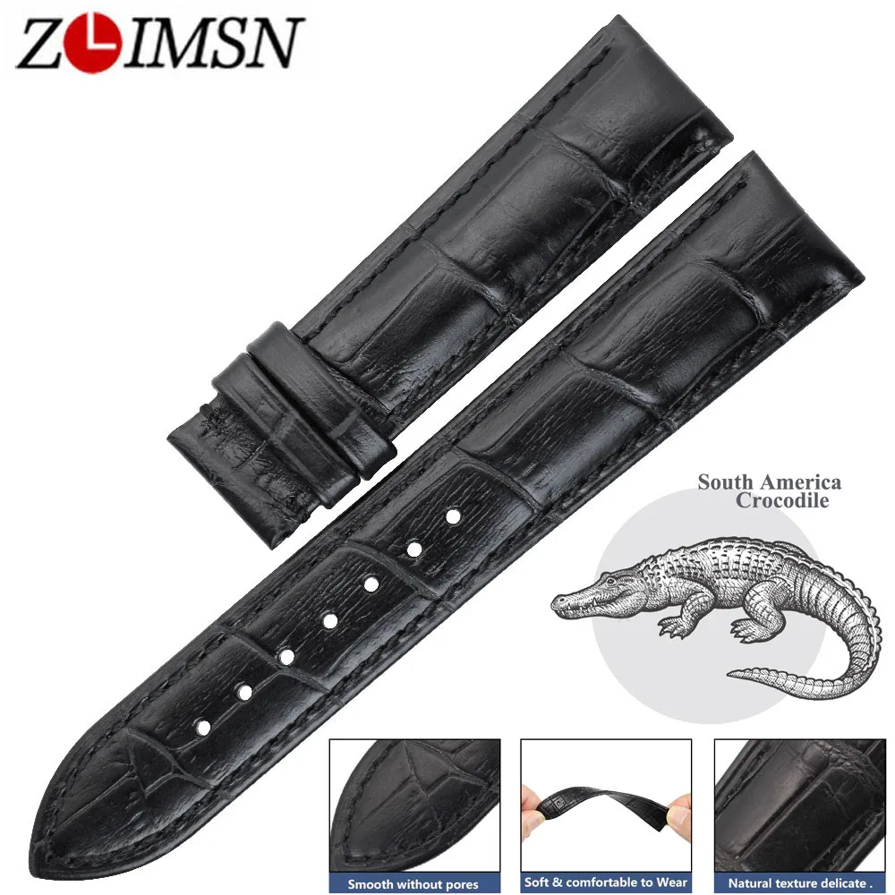 

ZLIMSN South America Genuine Crocodile Leather Watch Band 14 16 17 18 19 20 21 22 23 24mm Suitable For OMEGA Longines Watchband