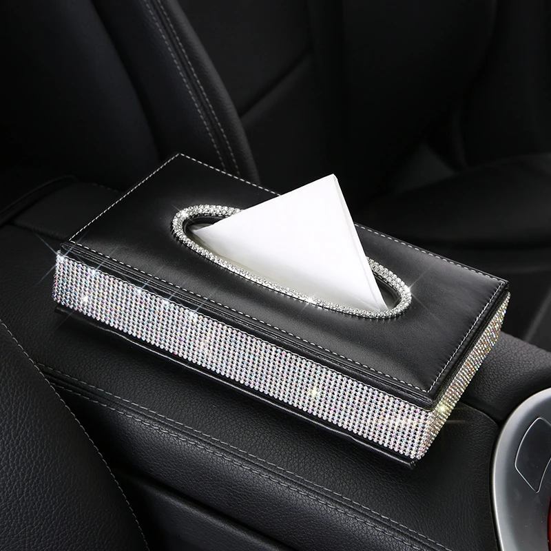 Car Tissue Box Storage Towel Sets Bathroom Auto Room Sun Visor Towel Box Holder PU Leather Tissue Box with Luxurious Cover