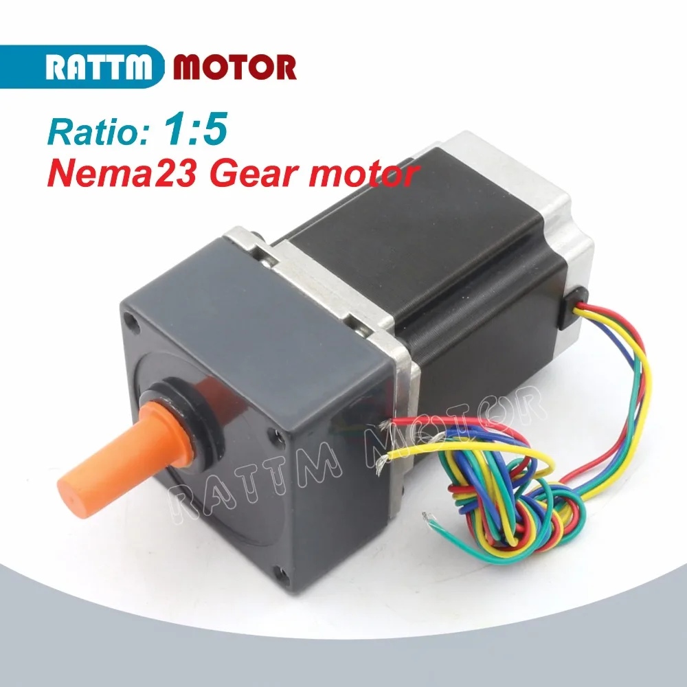 Nema23 stepper motor geared motor 1:5 Ratio L76mm 850oz.in 3.0A  4-Lead for CNC Router Engraving machine Reduction RATTM MOTOR