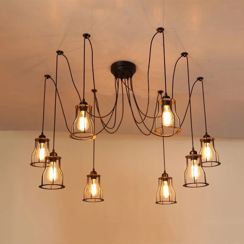 E27 Vintage Loft Lamps Spider Iron Light Industry Wind Bar Restaurant Living Room Dining Room Cafe Pub Club Office Chandelier