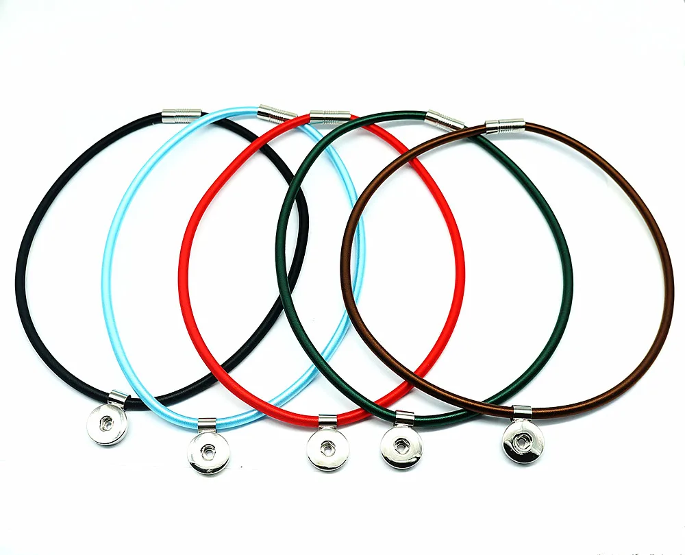 New DJ0096 Beauty colorful rope Snap necklace collars 45cm Magnet buckle fit DIY 18MM snap buttons jewlery