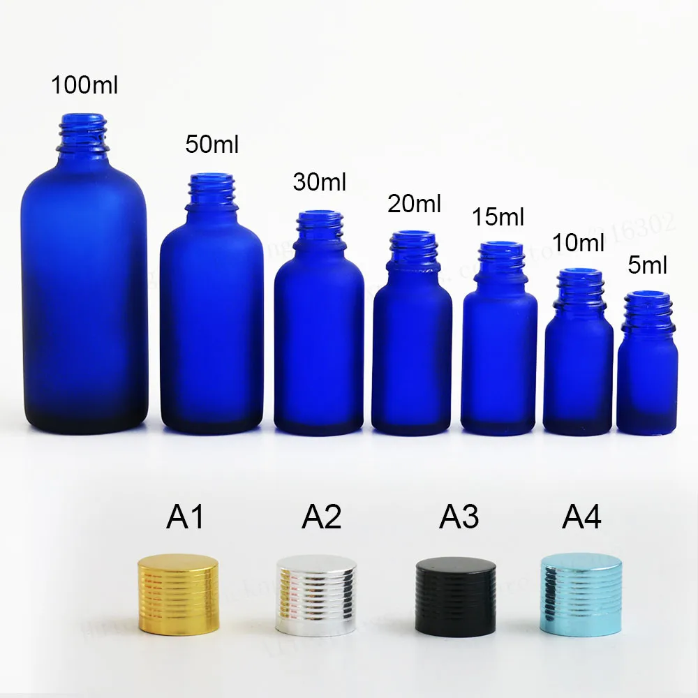 12 X Promotion Frost Blue Essential Oil Bottle Containers jars Aluminum Lids 100ml 50ml 30ml 20ml 15ml 10ml 5ml