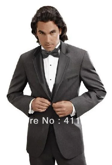 FREE shipping/ Black Groom Tuxedos Notch Lapel Groomsmen/Men Wedding groom wear dress Suit/imen suits/custom suits.tuxedo