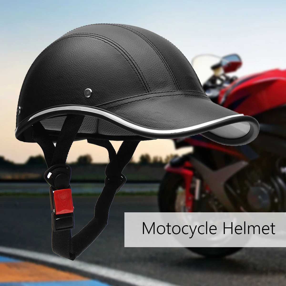 

Pu Leather Men Motorcycle Open Half Face Helmets Bike Bicycle Scooter Helmet Female Motor Casco Baseball Cap Gorras De Beisbol