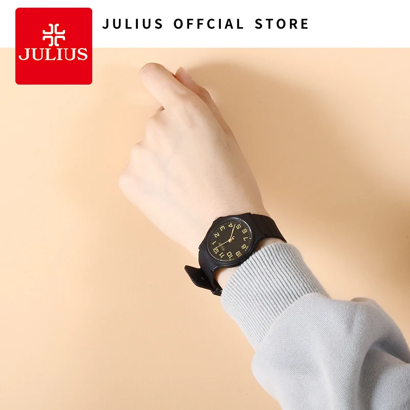 JULIUS Women\'s Arabic Large Number Plastic Watches Famous Brand Thin Teenage Boy Girls Relojes Japan Quartz Movt Clock JA-1055