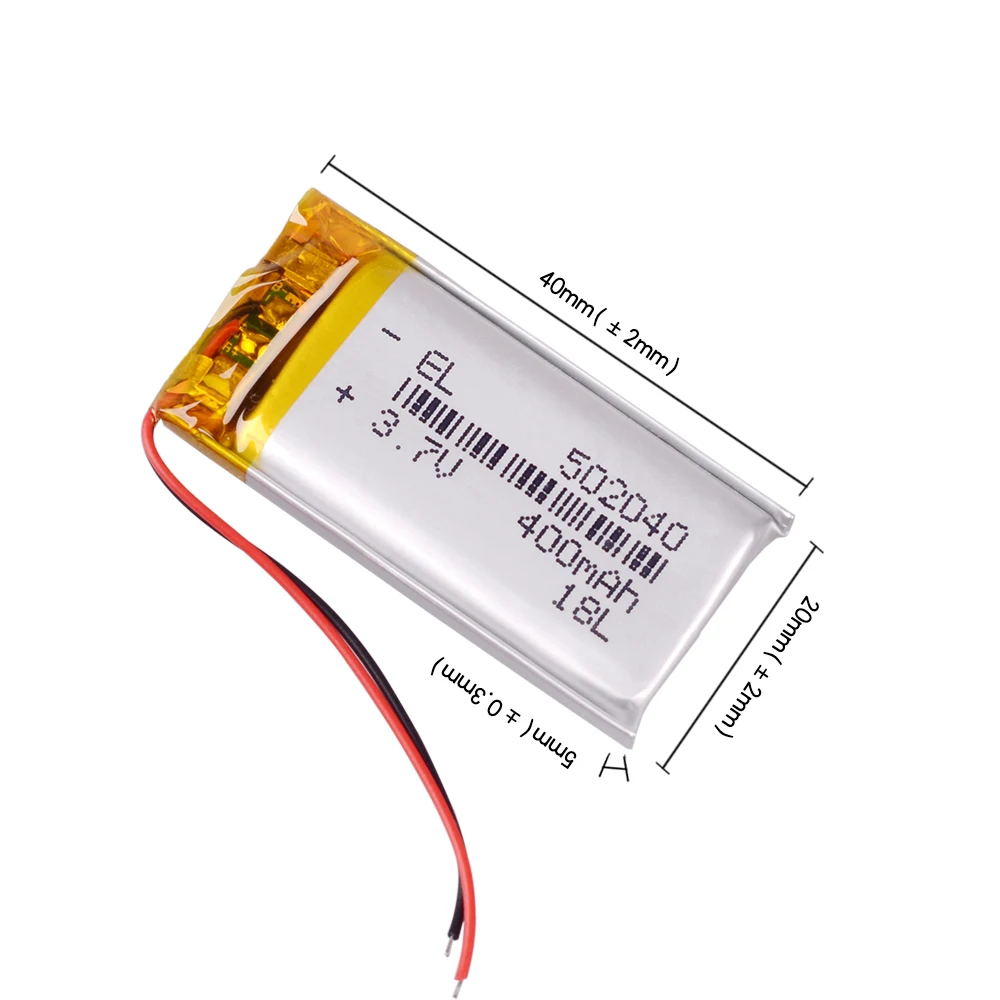 Rechargeable 3.7 V lithium polymer batteries 502040 400 mah MP3 Player GPS  E-book Electric Toy LED  tonometer  idle recorder