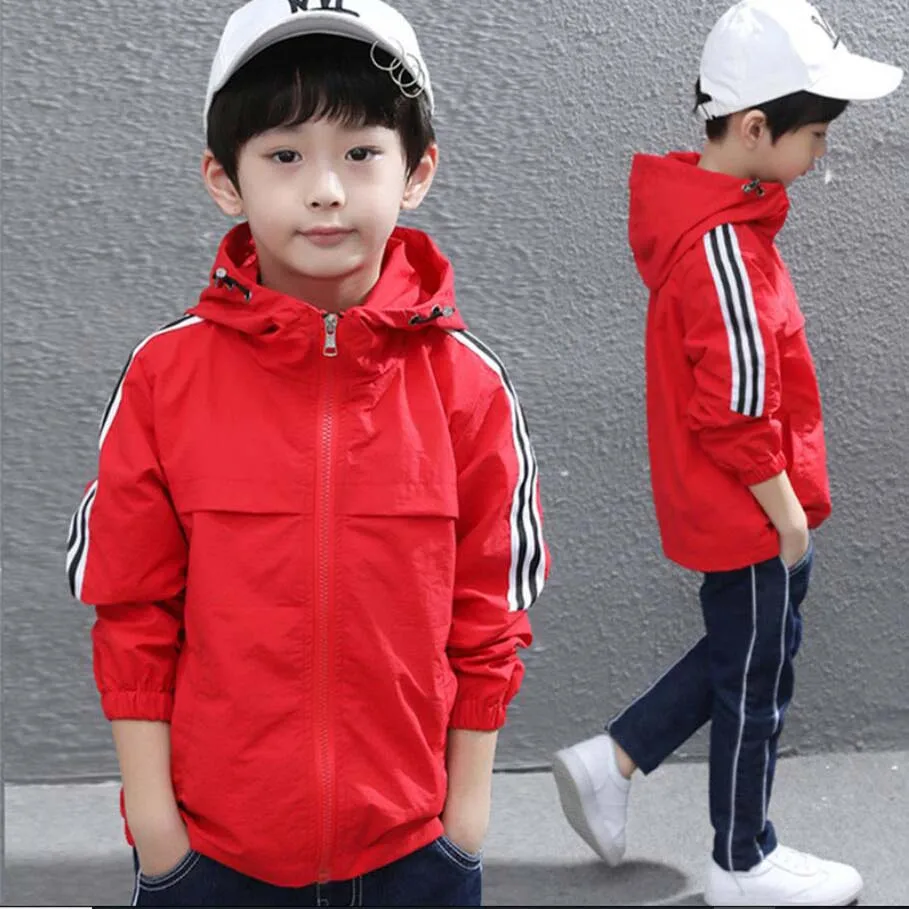 Spring jacket for boys 3-15T children hooded autumn windbreaker teenage clothes big boys sport coat boys outfit zipper jacket