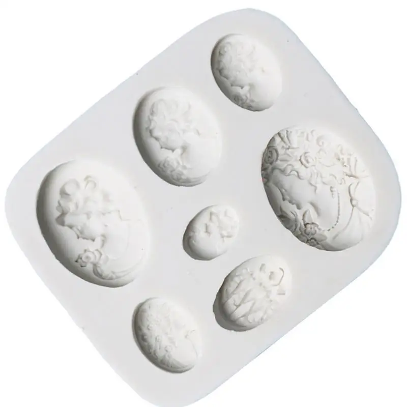 Beauty Women Shape Cameo Silicone Cake Mold Fondant Mold Jelly Candy Chocolate Soap Mold Decorating Bakeware