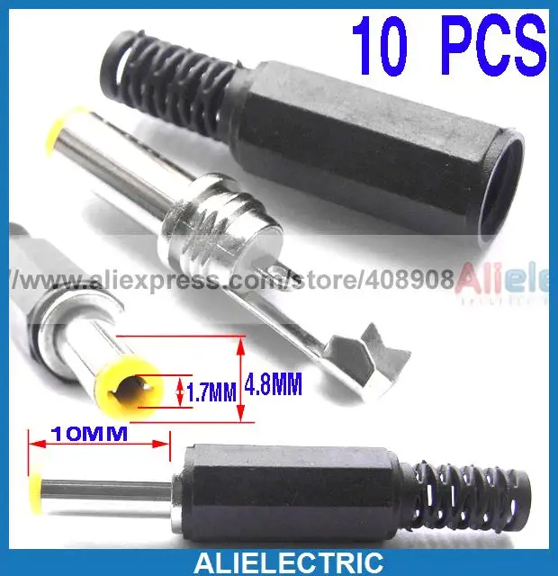 

250pcs/lot 10 x 4.8 x 1.7mm DC Power Plug Connector for CCTV