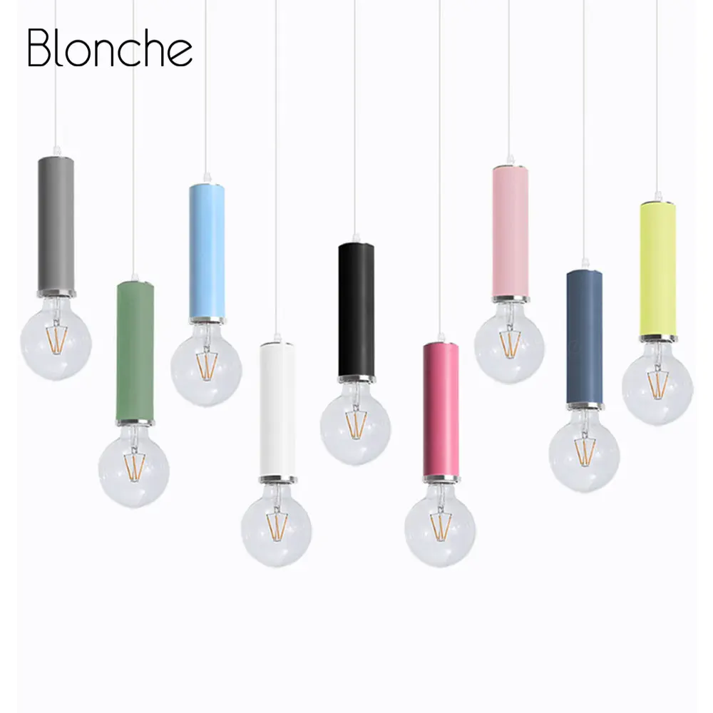 Nordic Multicolor Pendant Lights Modern Aluminum Simple Hanging Lamp for Indoor Kitchen Dining Room Bedroom Deco Light Fixtures