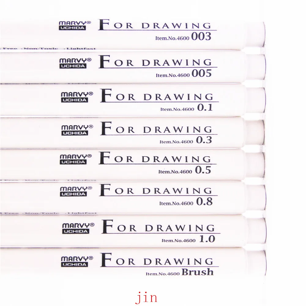 Marvy pen Sketch Line for drawing  0.03mm/0.05/0.1/0.3/0.5/0.8/1.0mm /Brush water Resistant Drawing Pen Comic Painting Supplies